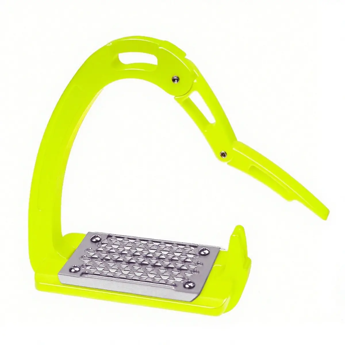 Equisafety Caballus Safety Stirrups - Double Arm Action & 5 Degree Inclination - Hi Vis Yellow 1