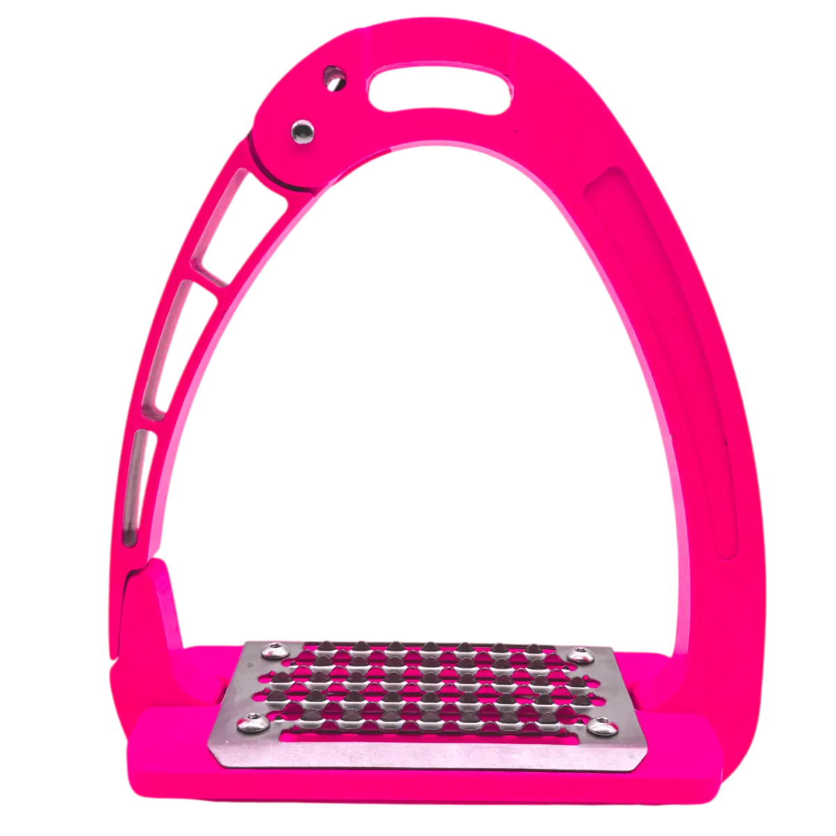 Equisafety Caballus Safety Stirrups - Single Arm Action & 5 Degree Inclination - Hi-Vis Pink 1