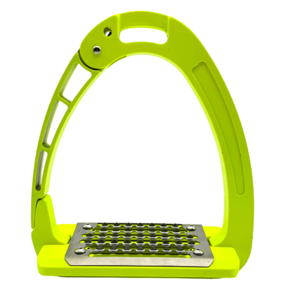 Equisafety Caballus Safety Stirrups - Single Arm Action & 5 Degree Inclination - Hi Vis Yellow 1