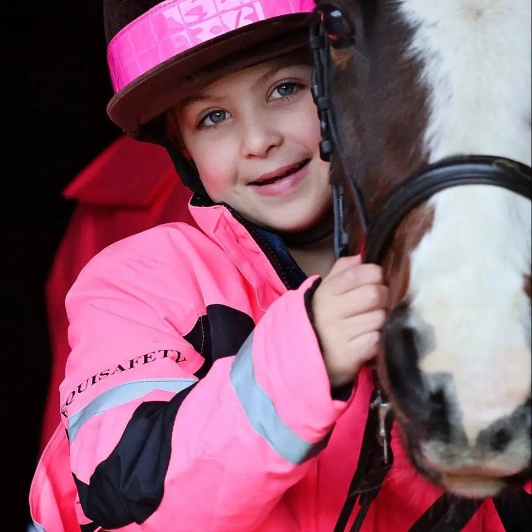 Equisafety Child Hi Vis Inverno Equestrian Riding Jacket - Pink 1