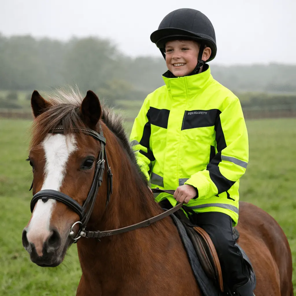 Equisafety Child Hi Viz Inverno Equestrian Riding Jacket - Yellow 1