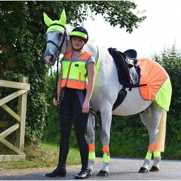 Equisafety Multi Coloured Mesh Fly Sheet. Yellow/Orange 1