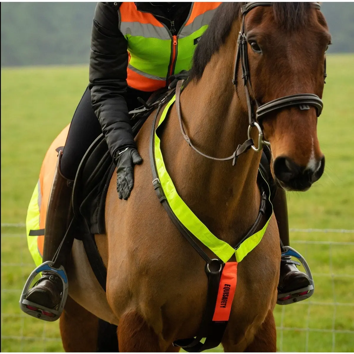 Equisafety Multi Coloured Hi Vis Neck Band - Yellow/Orange 1