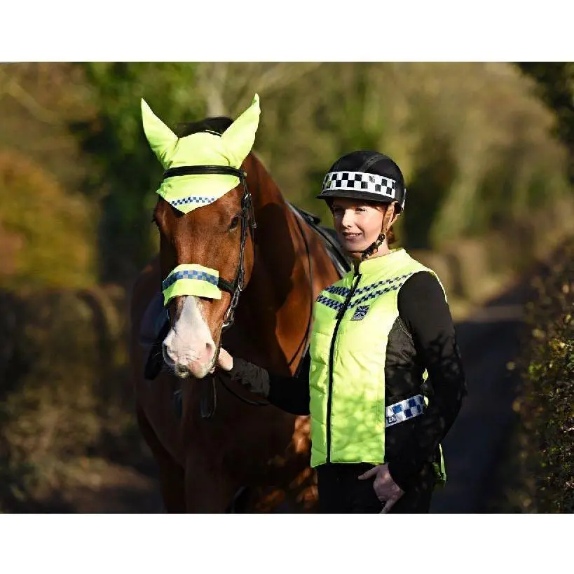 Equisafety Polite Hi Vis Hat Band - Black Chequer Tape 1