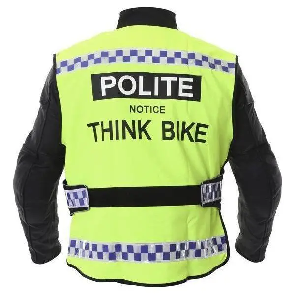 Equisafety Polite Think Bike Hi Vis Waistcoat - Black Checkered Tape 1