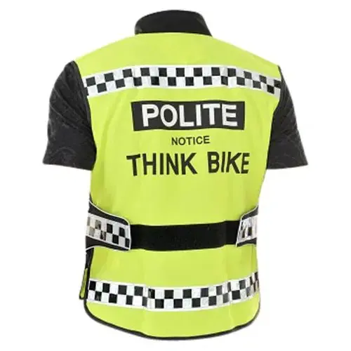 Equisafety Polite Think Bike Hi Vis Waistcoat - Black Checkered Tape 1