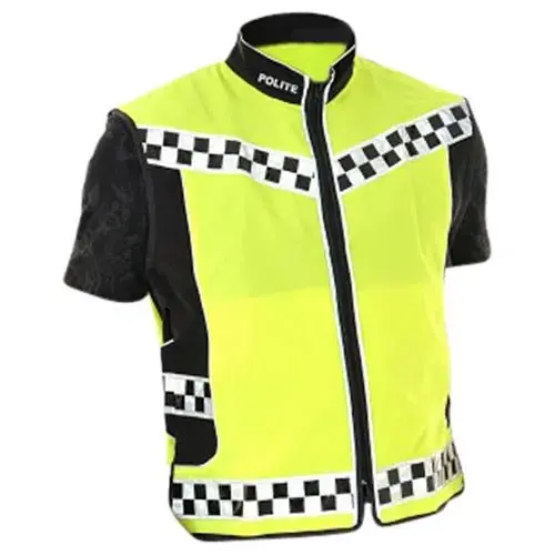 Equisafety Polite Think Bike Hi Vis Waistcoat - Black Checkered Tape 2