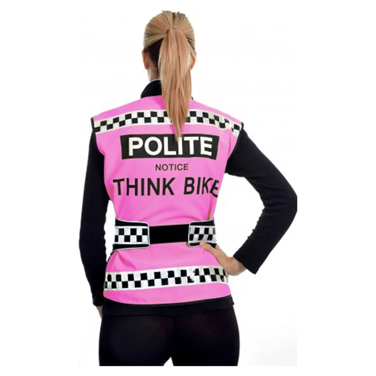 Equisafety Polite Think Bike Pink Hi Vis Waistcoat - Pink 1