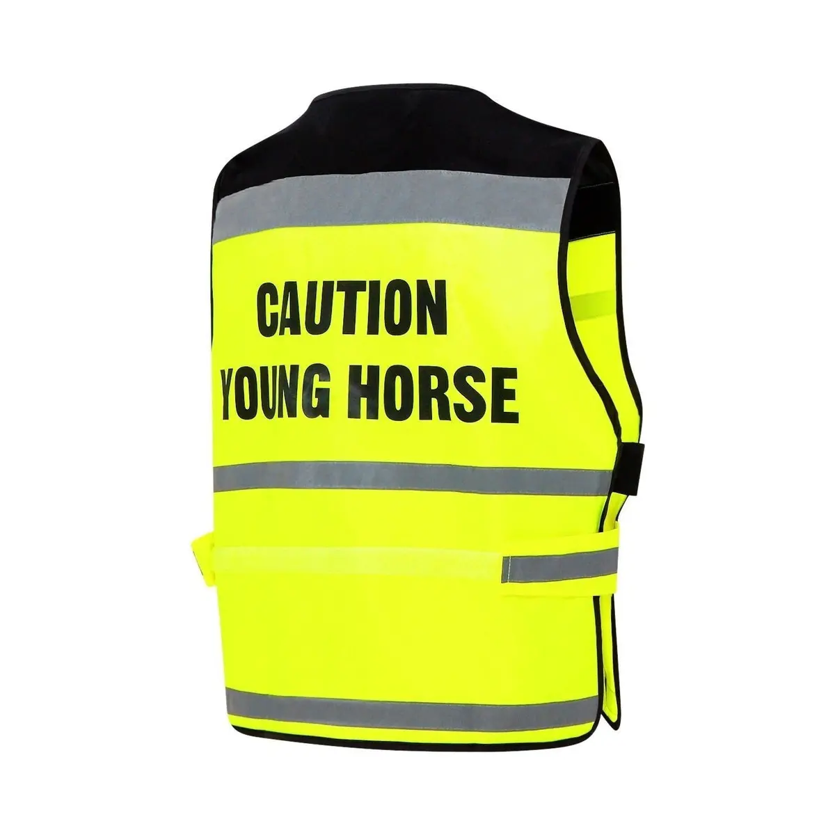 Equisafety Reflective Hi Vis Waistcoat Yellow - Caution Young Horse 1
