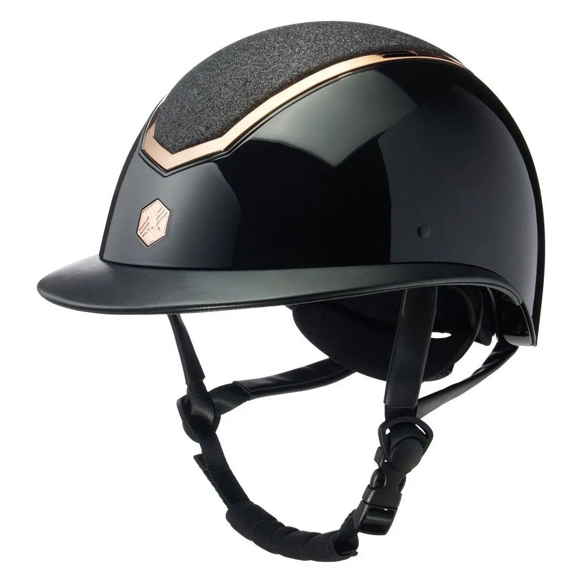 Eqx Kylo Sparkly Riding Hat - Black Gloss/Rose 1