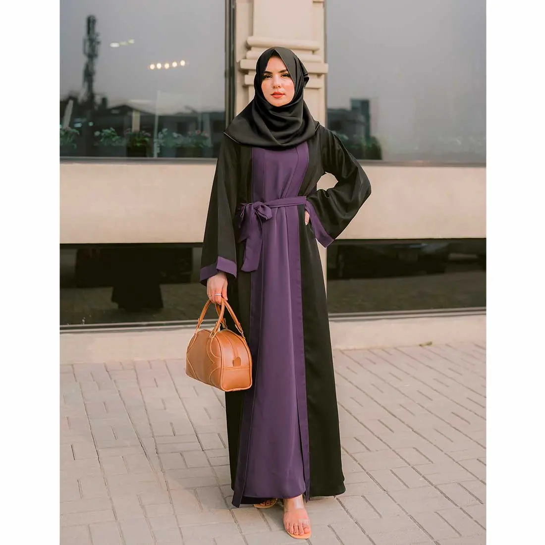 Slay Abaya (Black & Purple) 1