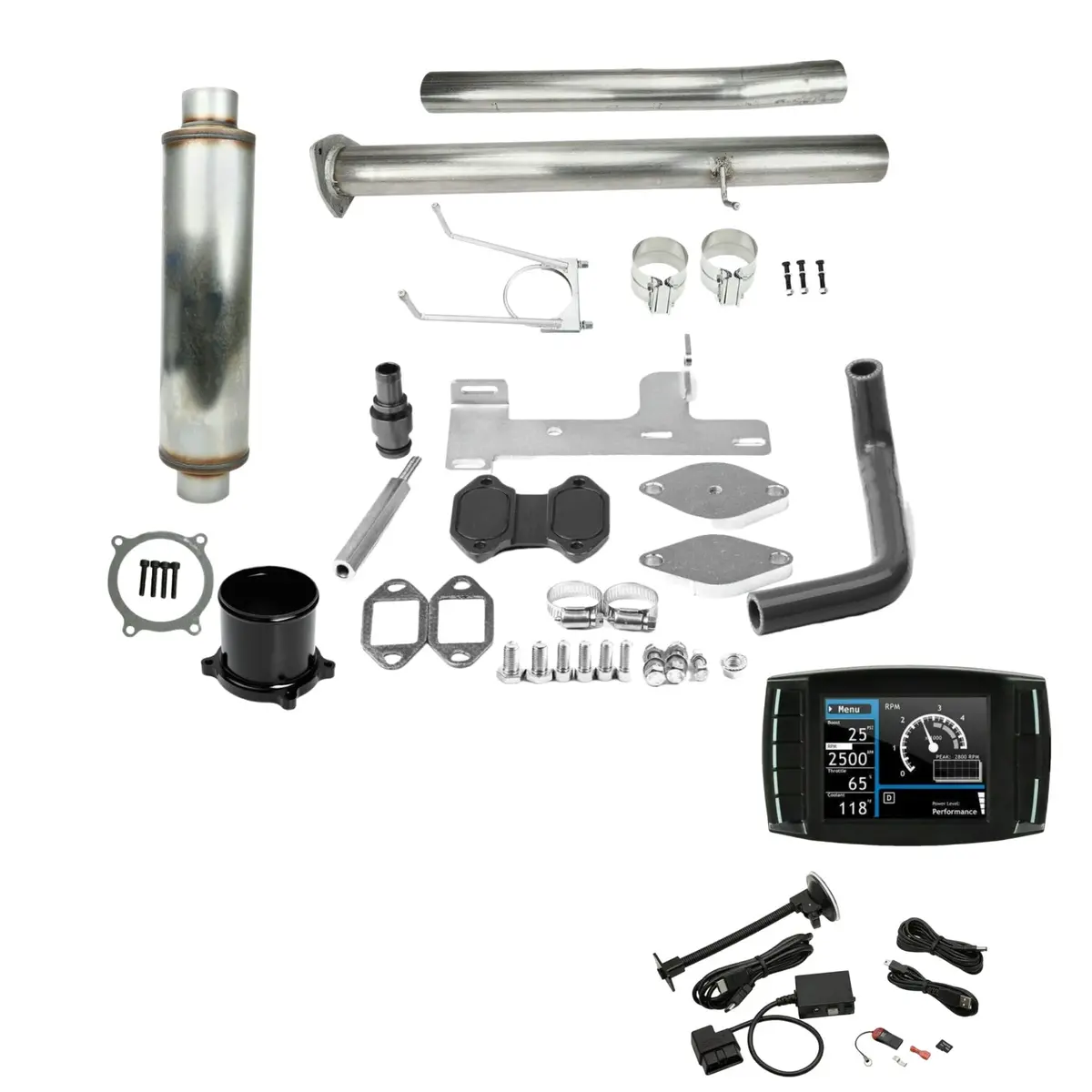 4" Dpf Egr Def Delete All In 1 For 6.7L Cummins 2010-2014 Dodge Ram 2500 3500 W/Muffler 1