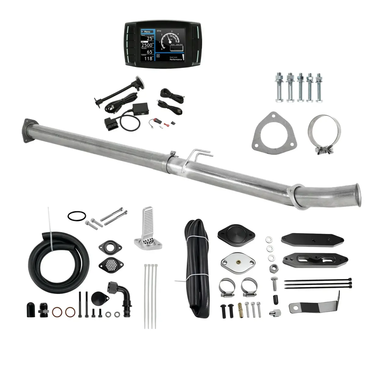 4" Exhaust Dpf Delete Pipe & Egr Ccv Delete Tuner Kit For 2011-2019 6.7L Powerstroke Ford F250 F350 1