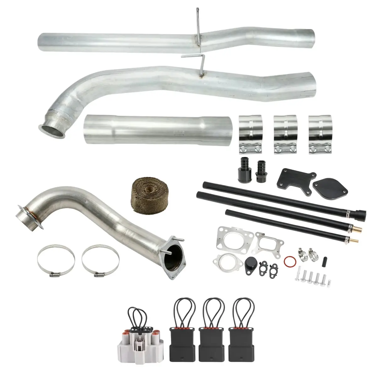 4" Dpf Delete Pipe & Egr Delete Kit W/Downpipe & Can Bus Plug For 2017-2019 6.6L Duramax L5p Chevy Silverado 2500 3500 1