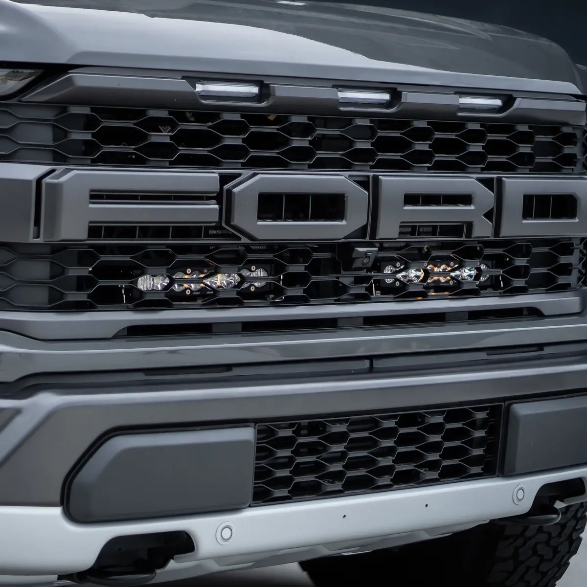 Spv Parts Customizable - Baja Designs S8 10 Inch Dual Behind Grille Light Bar Kit Fit 21-On Ford Raptor 1