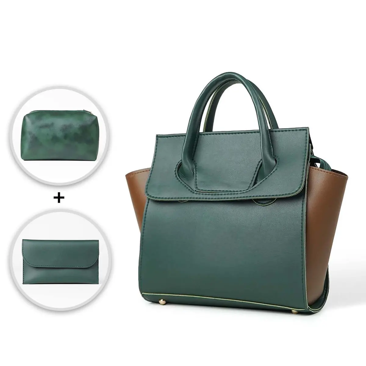 Greek Set Of 3 Bag Green & Brown 1