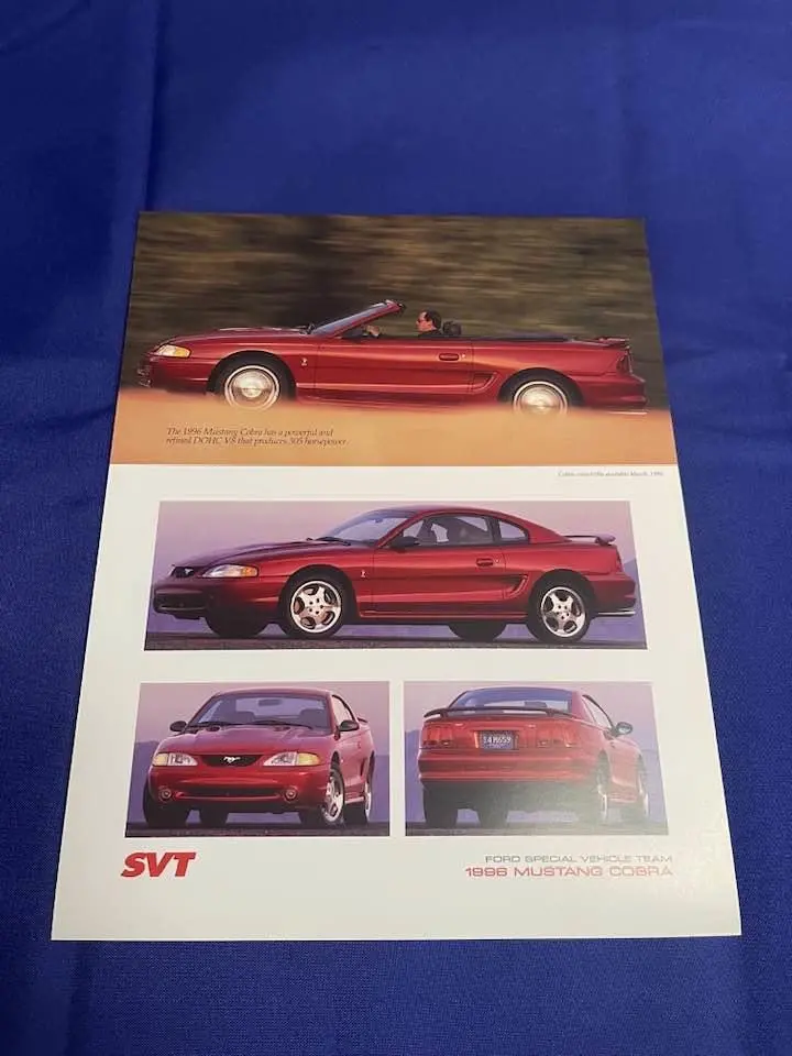 1996 Svt Cobra Dealer Card 1