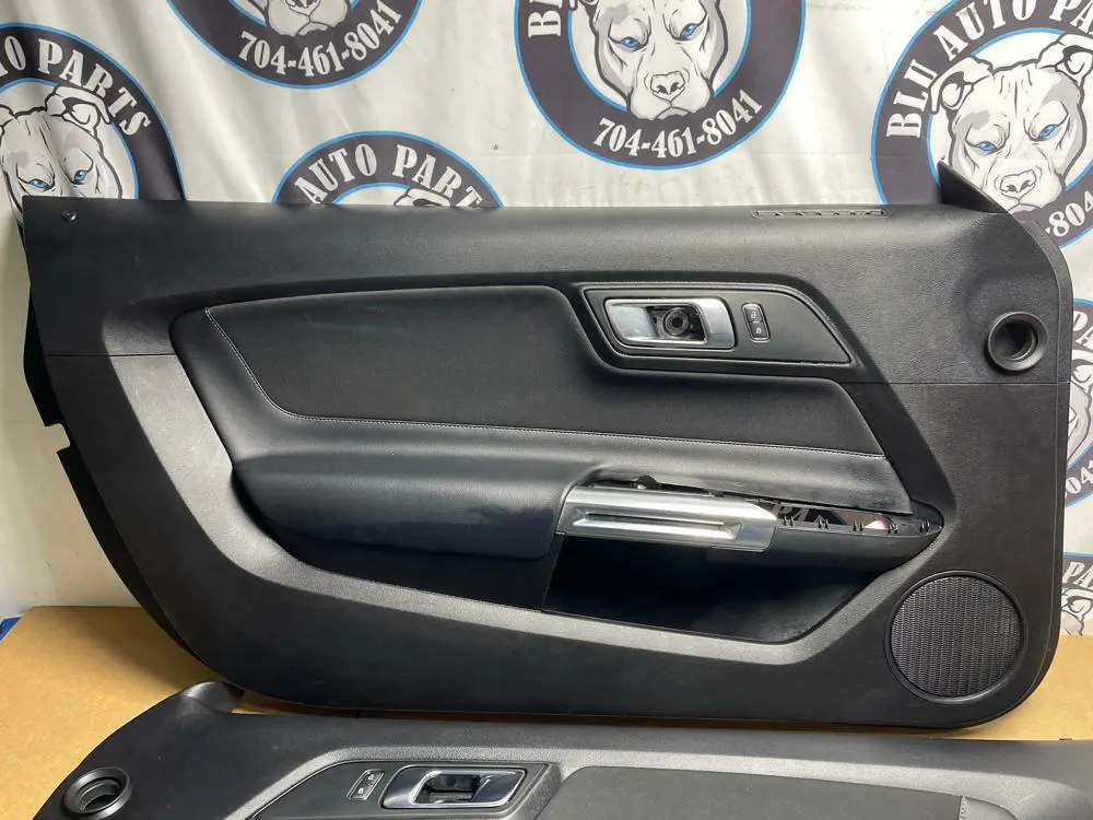 2018-23 Ford Mustang Door Panels Pair Premium Leather- Silver Stitching 204 2