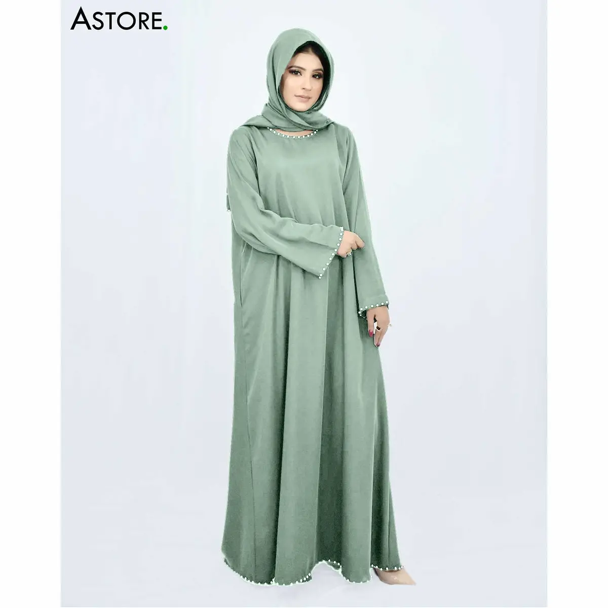 Sheer Pearl Abaya (Pastel) 1