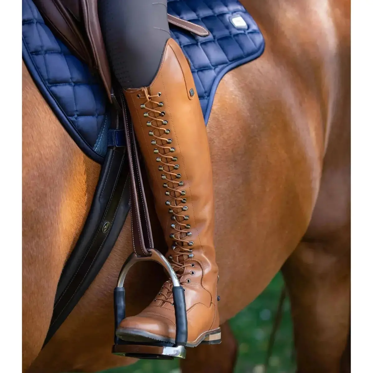 Premeir Equine Maurizia Ladies Lace Front Tall Leather Riding Boot-Cognac - In Stock 8Th Of April 1
