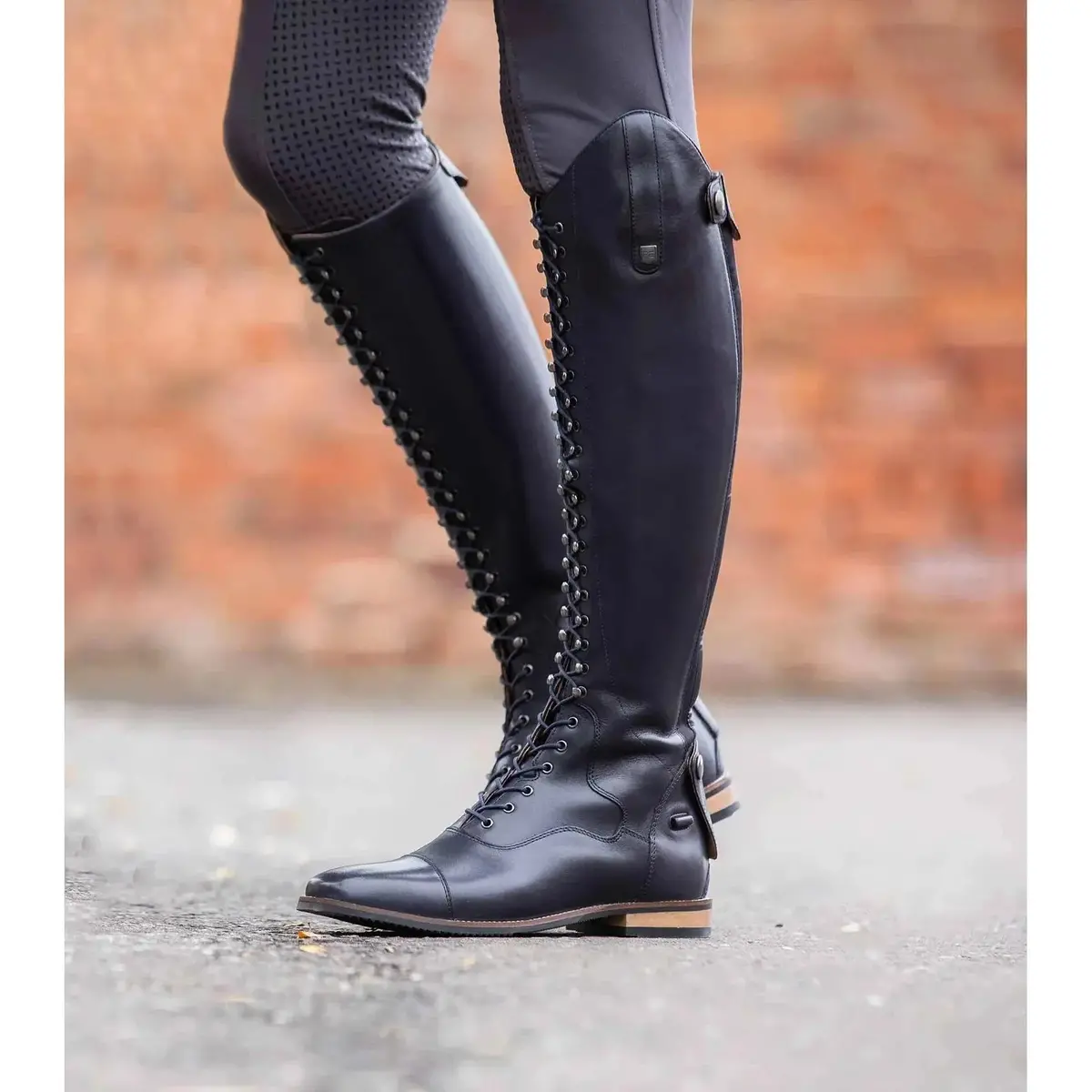 Premier Equine Maurizia Ladies Lace Front Tall Leather Riding Boot - Navy - In Stock 8Th April 1