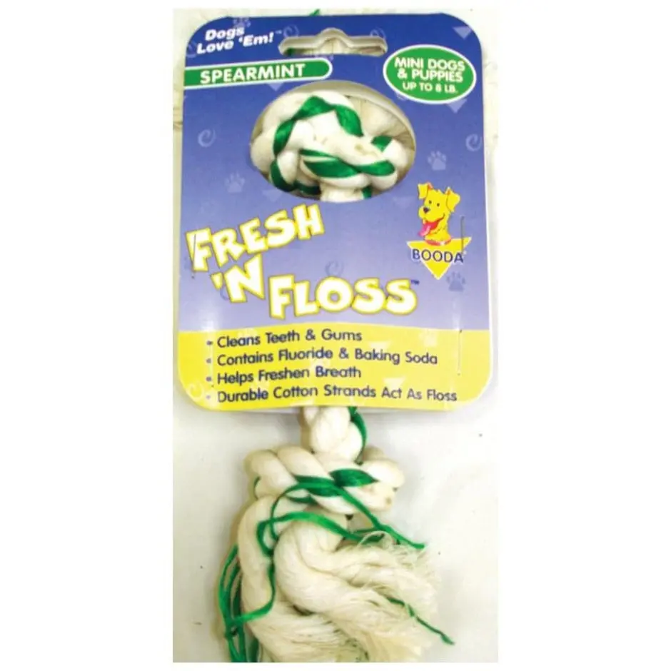 Booda Fresh 'N Floss Spearmint 2-Knot Rope Bone Dog Toy 1