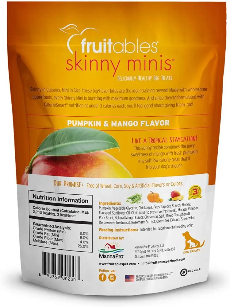 Fruitables Chewy Skinny Minis Pumpkin Mango Flavor Dog Treats 2