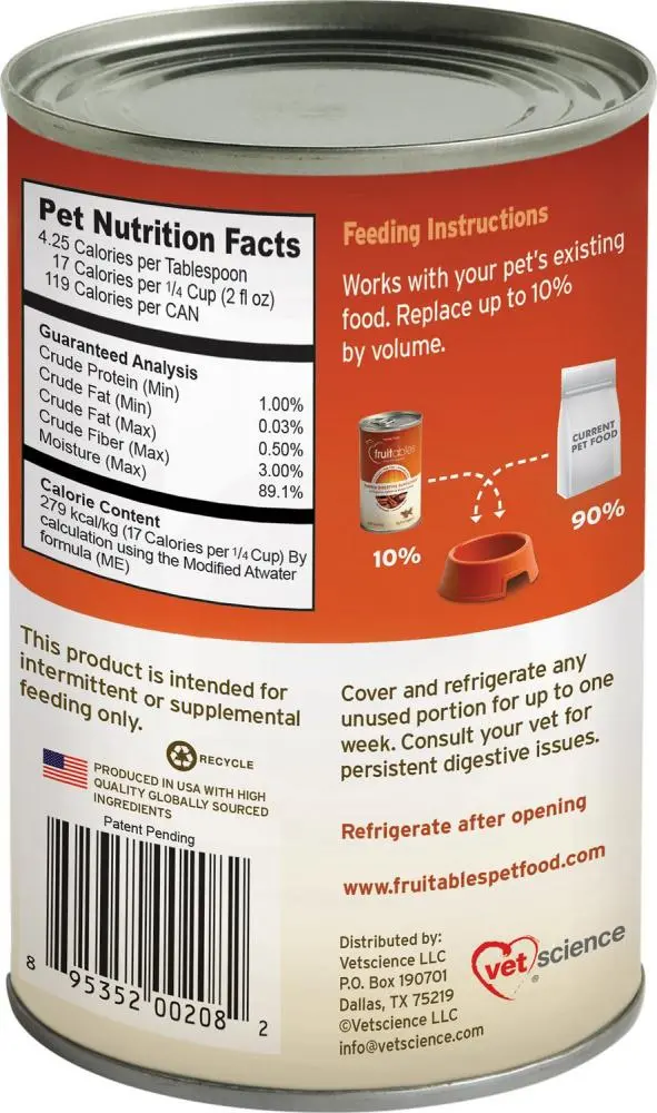Fruitables Pumpkin Superblend Digestive Canned Supplement For Dogs & Cats 2