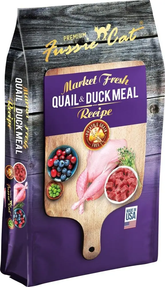 Fussie Cat Market Fresh Grain Free Quail & Duck Meal Recipe Dry Cat Food 1