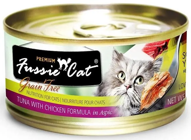 Fussie Cat Premium Grain Free Tuna With Chicken Formula In Aspic Canned Food 1