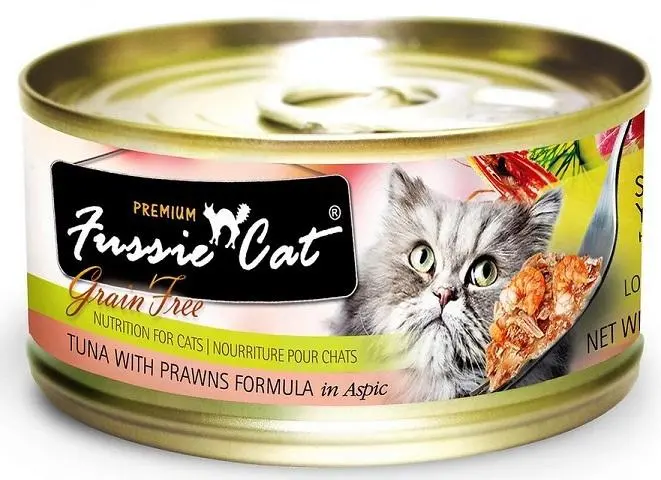 Fussie Cat Premium Tuna With Prawns Formula In Aspic Canned Food 1