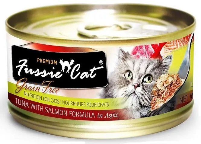 Fussie Cat Premium Tuna With Salmon Formula In Aspic Canned Food 1
