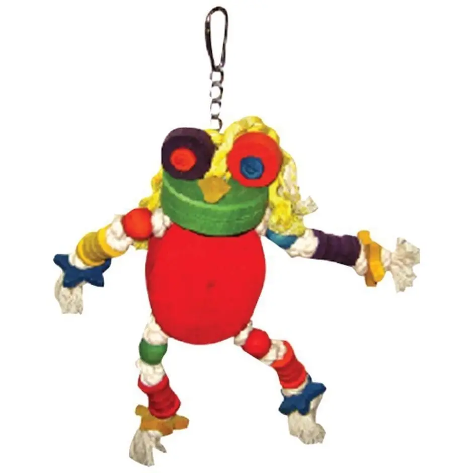 Happy Beaks Silly Wood Frog Bird Toy 1