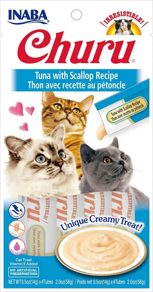 Inaba Churu Tuna Puree With Scallop Cat Treat 1
