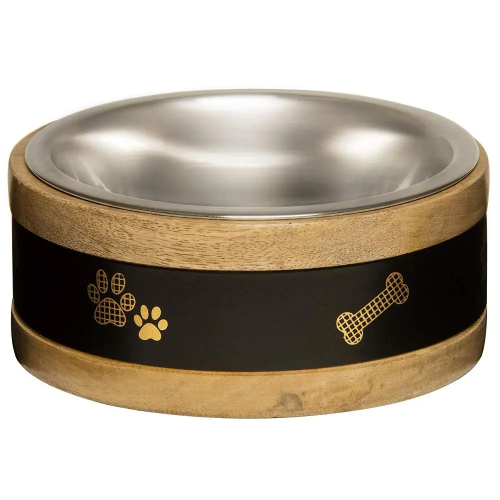 Loving Pets Black Label Wooden Ring Dog Bowl 1