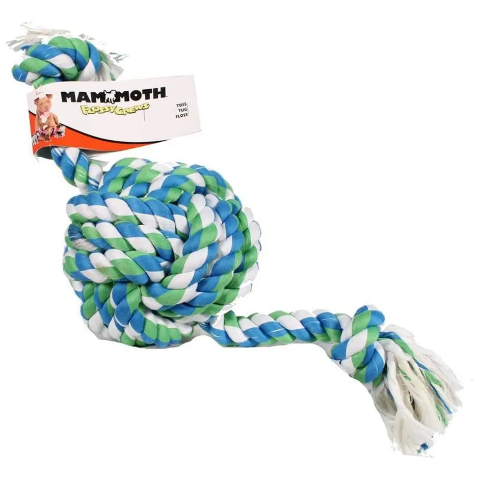 Mammoth Flossy Chew Monkey Fist Ball W/Rope Ends 1