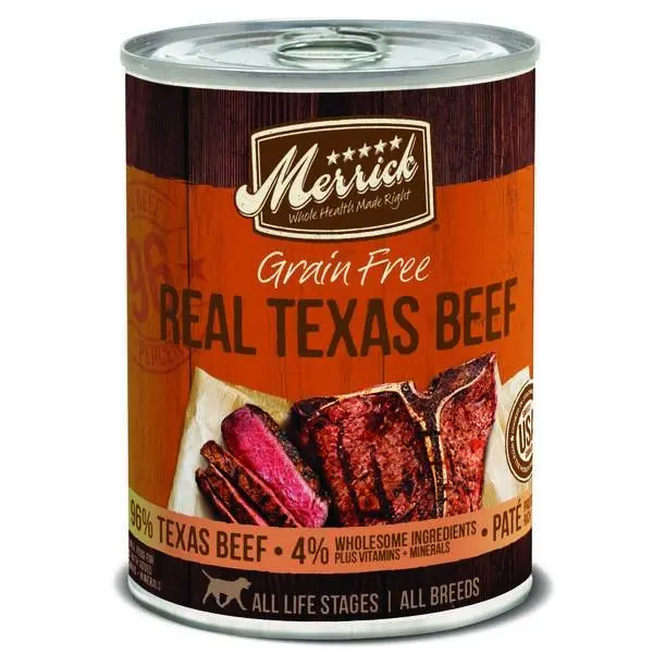 Merrick Grain Free 96% Real Texas Beef Canned Dog Food 1