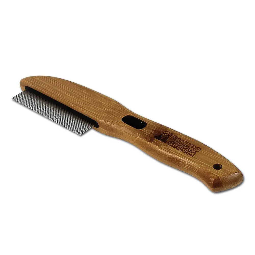 Bamboo Groom Flea Comb With 77 Rotating Pins 1