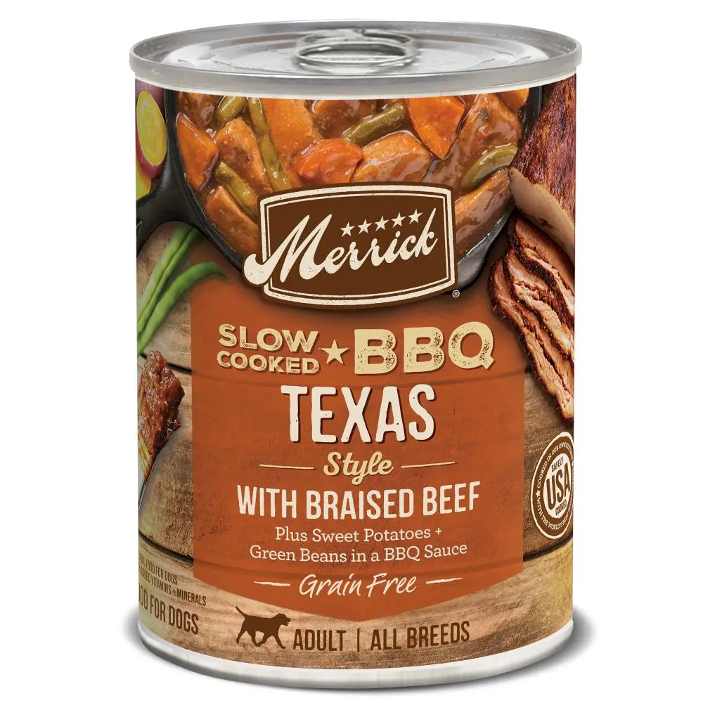 Merrick Grain Free Slow Cooked Bbq Texas Style Beef Recipe Canned Dog Food 1