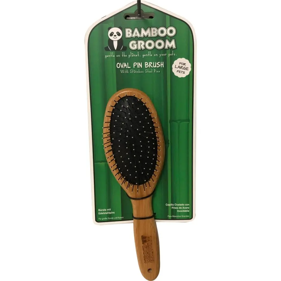 Bamboo Groom Oval Pin Brush W/Ss Pins 2