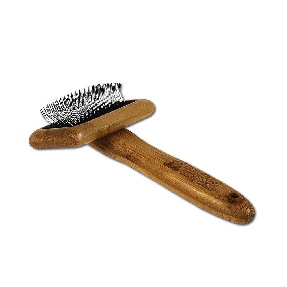 Bamboo Groom Slicker Brush With Stainless Steel Pins 1