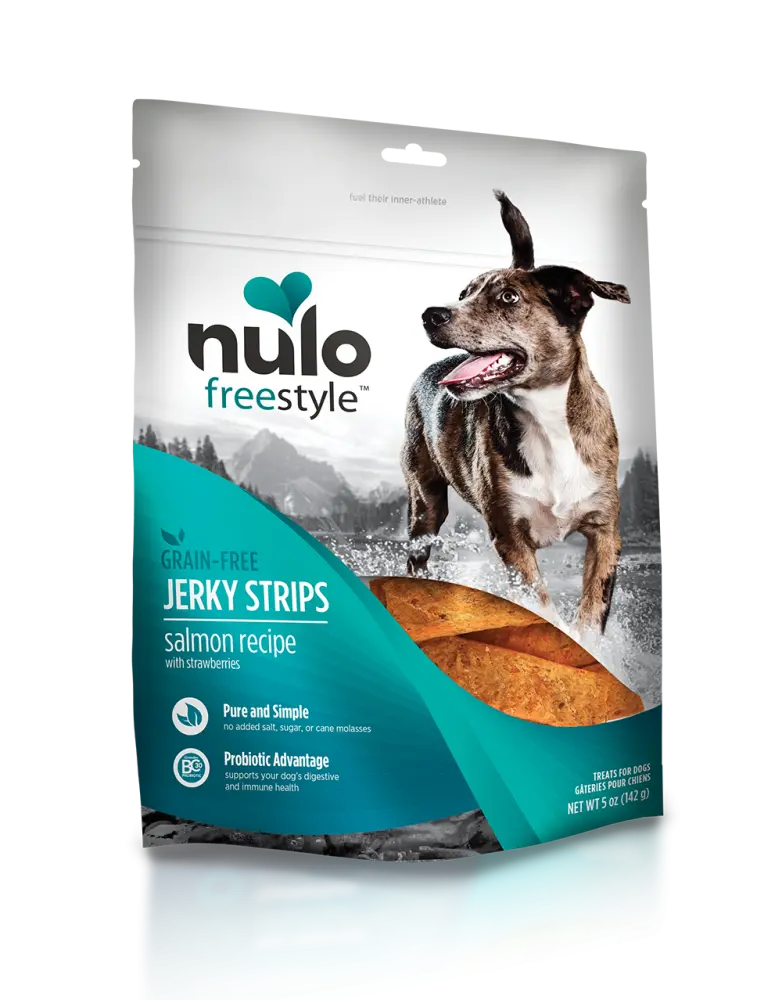 Nulo Freestyle Grain Free Salmon & Strawberries Recipe Jerky Dog Treats 1