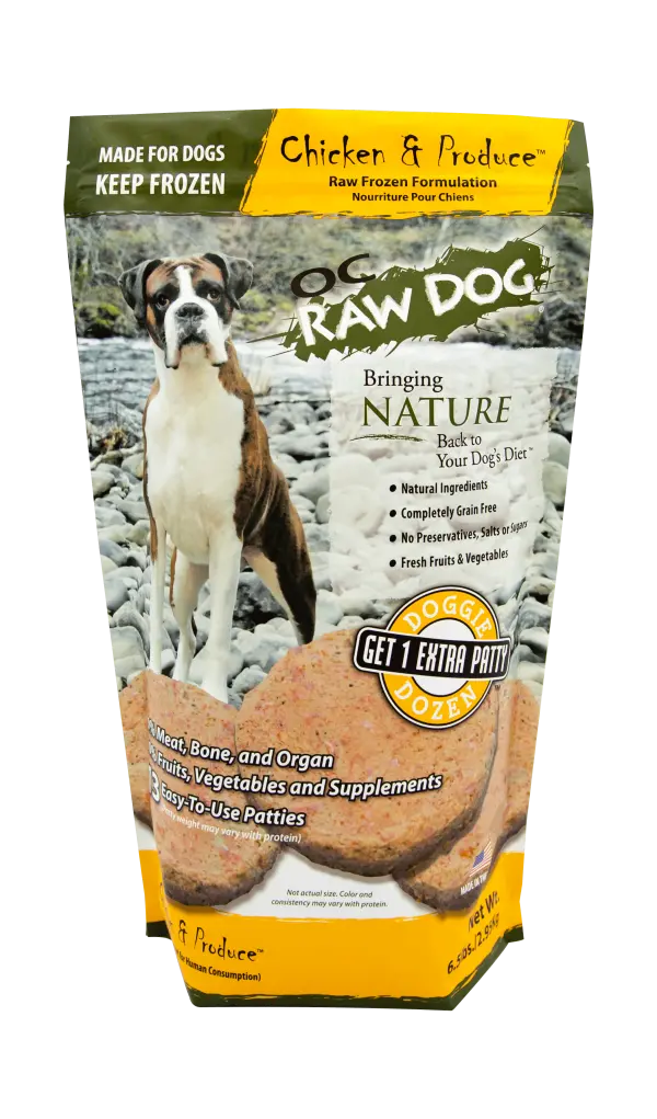 Oc Raw Dog Frozen Chicken & Produce Patty 1