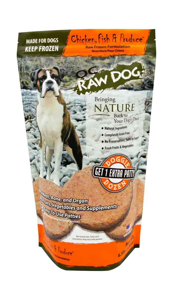 Oc Raw Dog Frozen Chicken, Fish & Produce Patty 1