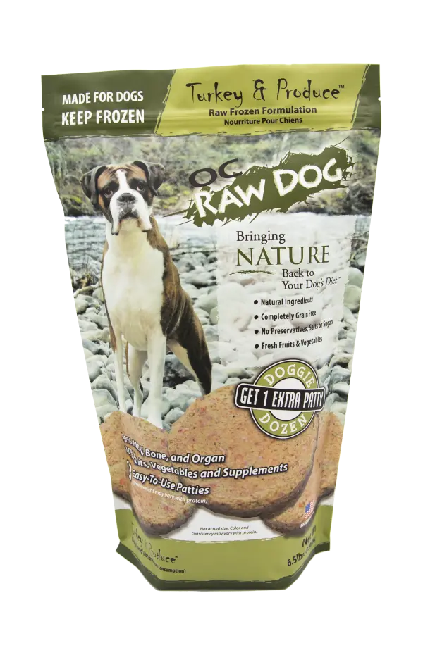 Oc Raw Dog Frozen Turkey & Produce Patty 1