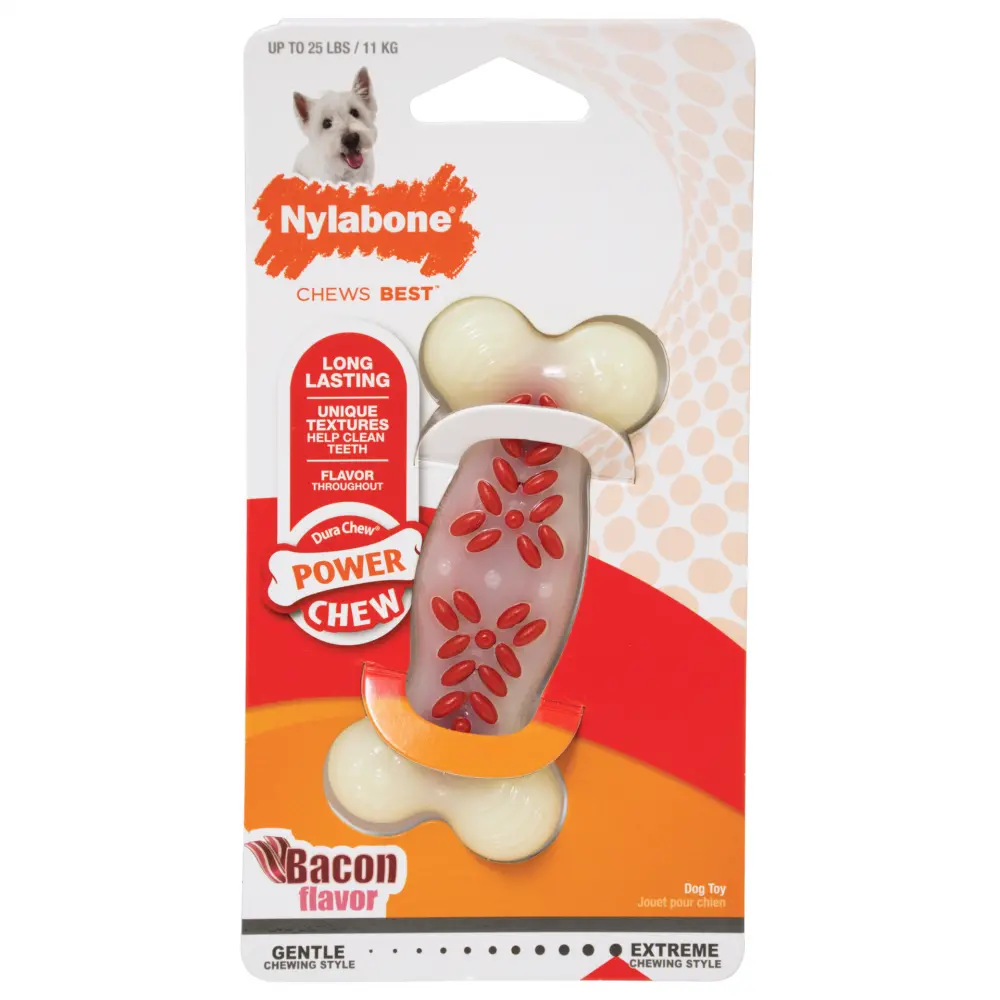 Nylabone Durachew Action Ridges Bacon Flavor Bone Dog Toy 1