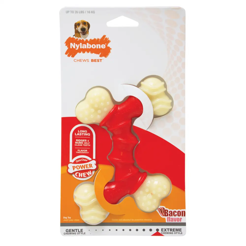 Nylabone Durachew Double Bone Bacon Flavor Dog Toy 1