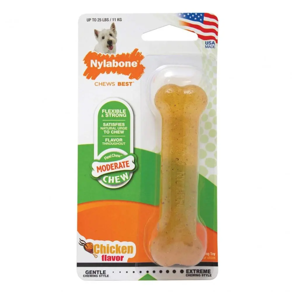 Nylabone Flexichew Chicken Flavor Bone Dog Toy 1