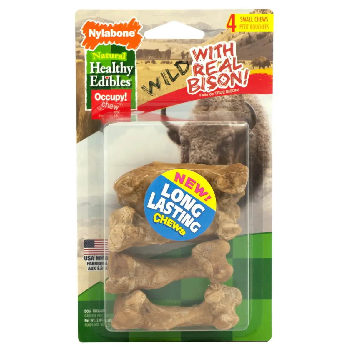 Nylabone Healthy Edibles Wild Natural Long Lasting Bison Dog Chew Treats 1