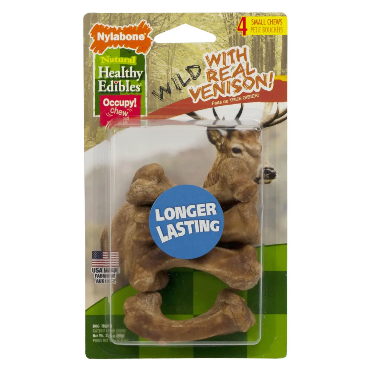 Nylabone Healthy Edibles Wild Natural Long Lasting Venison Dog Chew Treats 1